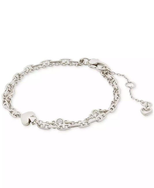 Spade Charm & Cubic Zirconia Double Chain Bracelet