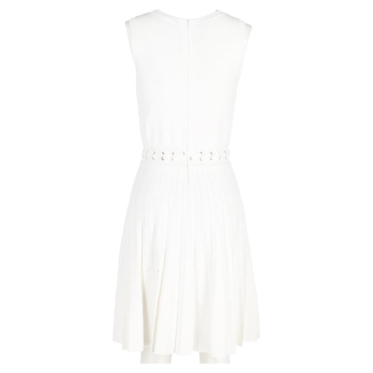 Michael Michael Kors Whipstitched Pleated Knitted Mini Dress in White Viscose