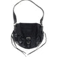 Prada Flap Buckle Shoulder Bag in Black Leather