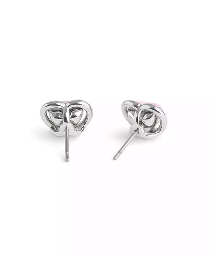 Faux Stone Halo Heart Stud Convertible Earrings