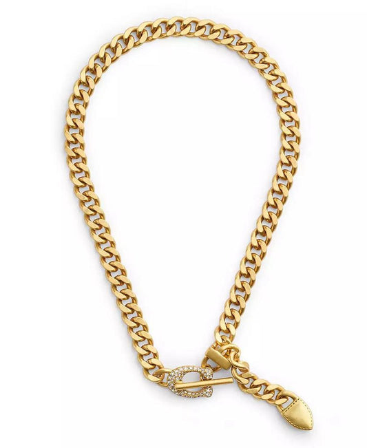 Women's Faux Stone Signature C Buckle Curb Chain Necklace