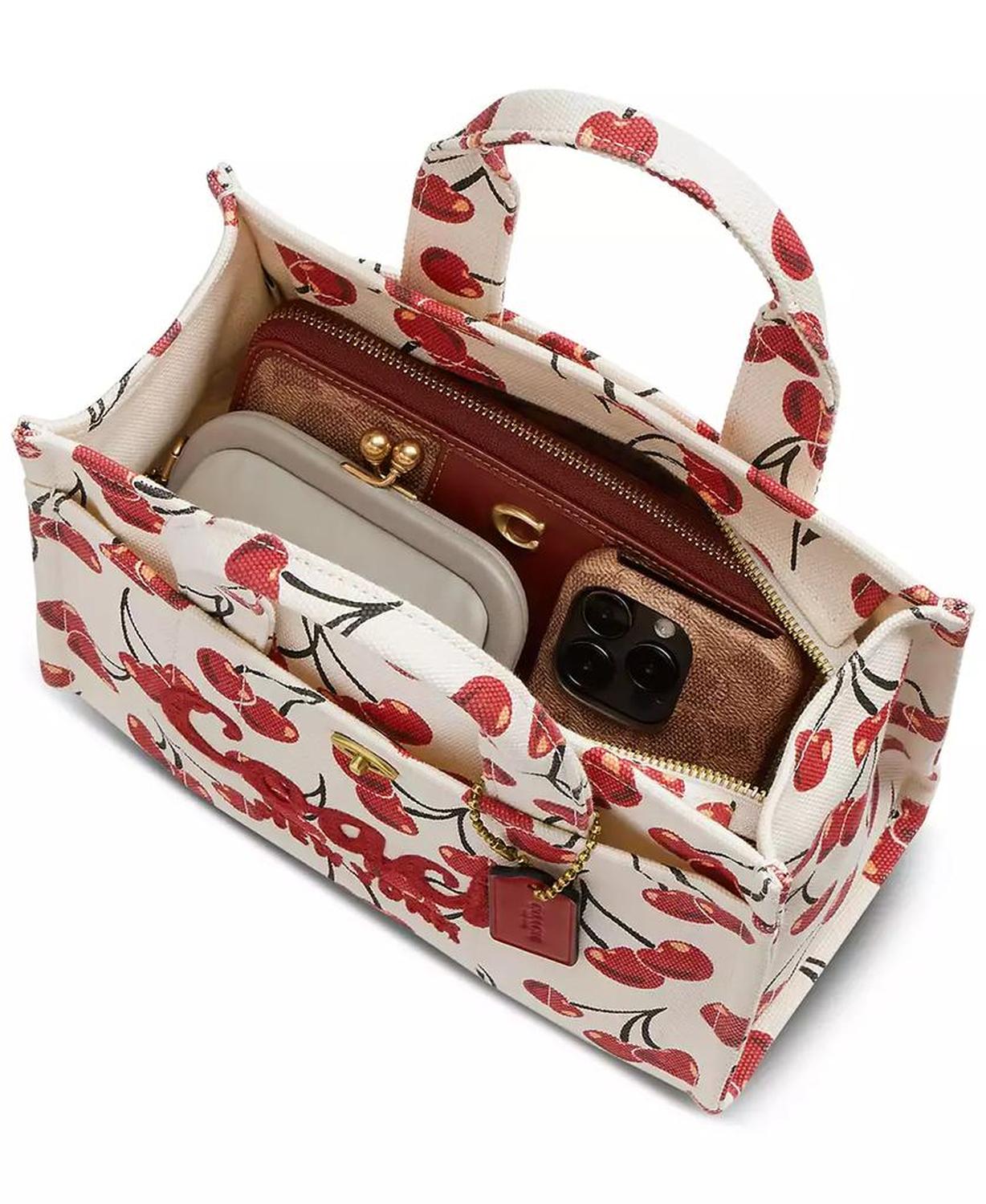 Cherry-Print Canvas 26 Cargo Tote