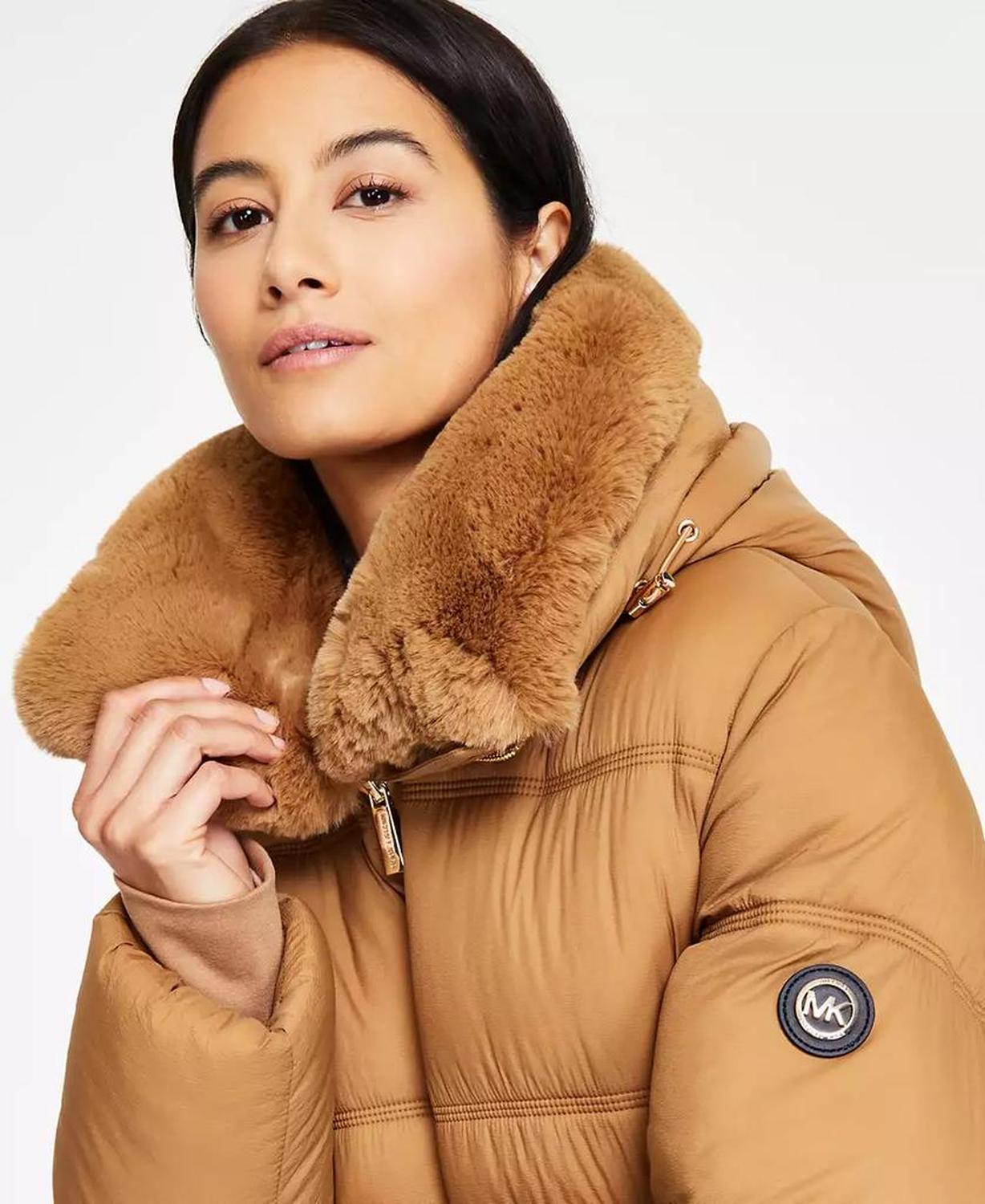 Women's Faux-Fur-Collar Hooded Puffer Coat, Created for Macy's