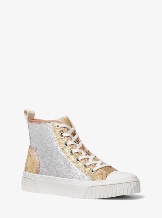 Gertie Two-Tone Sequined Canvas High-Top Sneaker