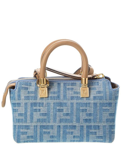 FENDI By The Way Mini Denim & Leather Shoulder Bag