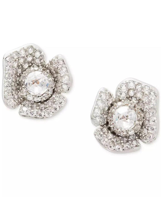 Silver-Tone Cubic Zirconia Poppy Mini Stud Earrings