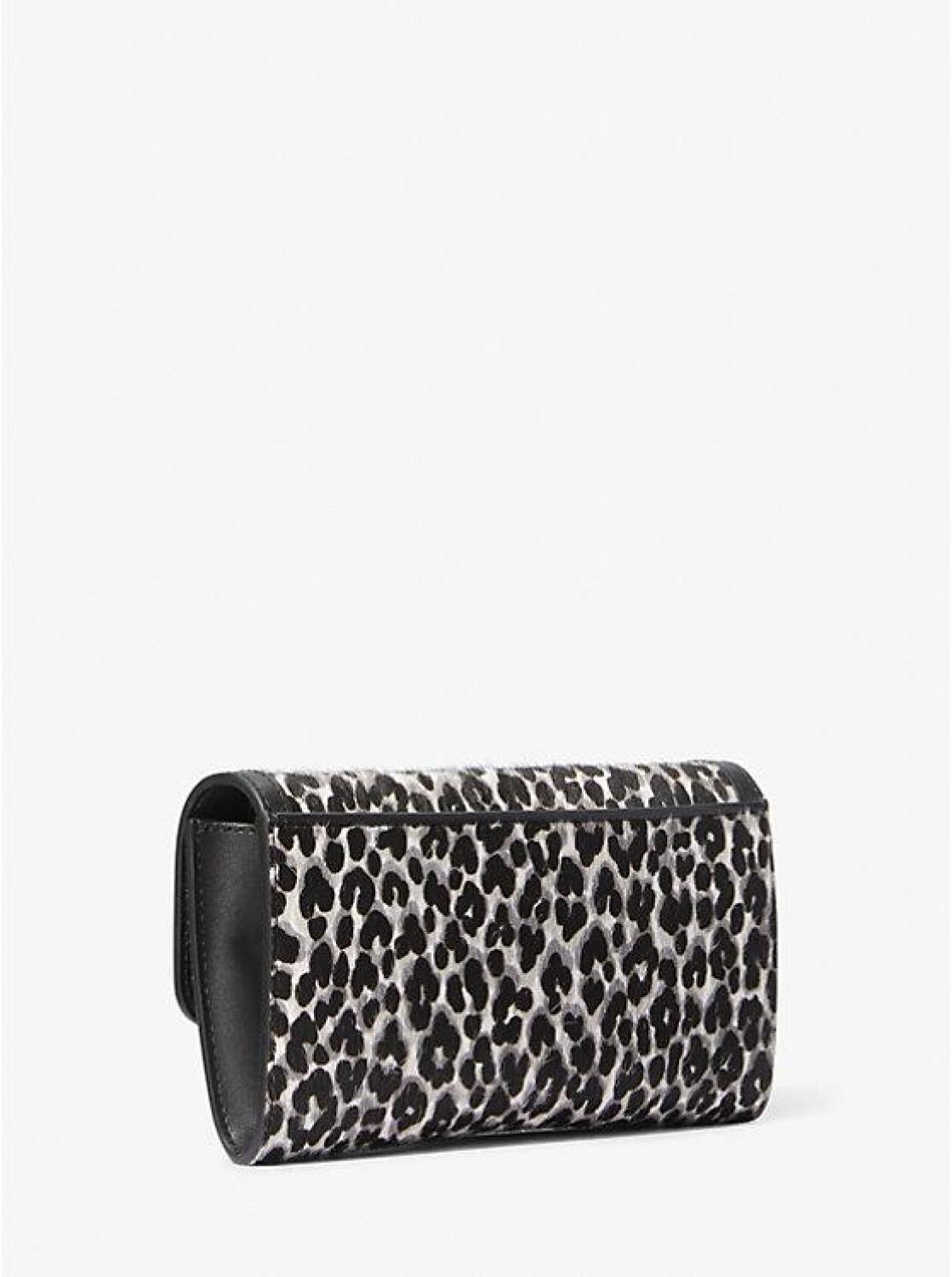 Tribeca Large Leopard Print Calf Hair Convertible Crossbody Bag