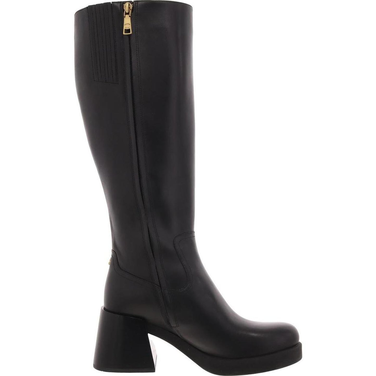 Natasha Womens Zipper Leather Knee-High Boots