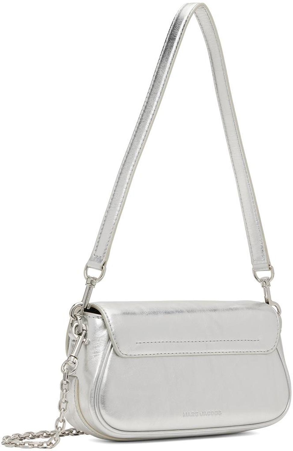 Silver 'The Metallic Leather Clover' Shoulder Bag