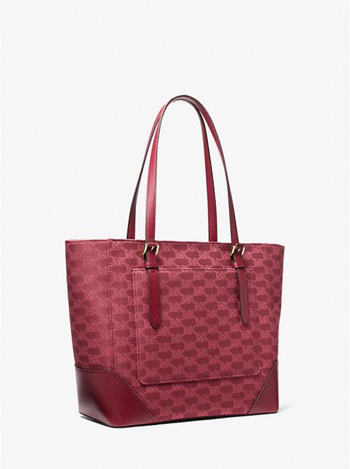 Aria Large Signature Logo Jacquard Tote Bag