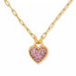 Cubic Zirconia Heart Pavé Pendant Necklace, 16" + 3" extender