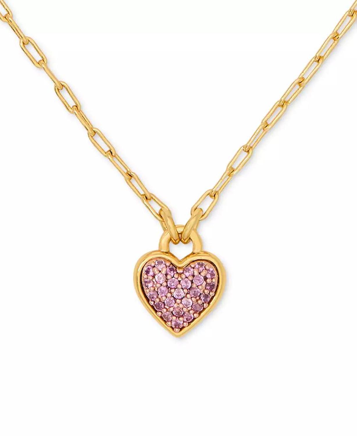 Cubic Zirconia Heart Pavé Pendant Necklace, 16" + 3" extender