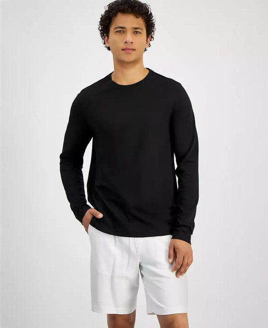 Men's Modern-Fit Stretch Mercerized Piqué Long-Sleeve T-Shirt