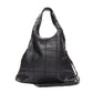 CHANEL black ruthenium CC logo square stitched tassel shoulder hobo bag