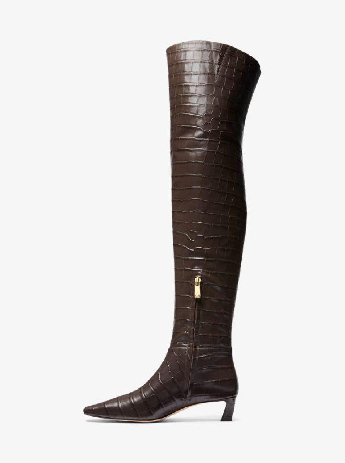 Cosmo Crocodile Embossed Leather Boot