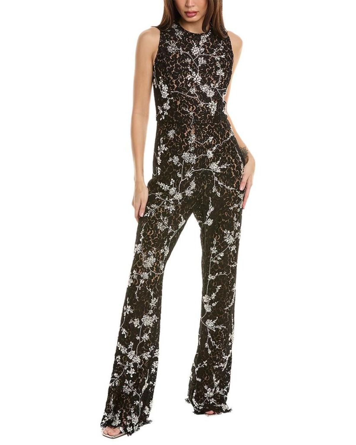 Michael Kors Collection Floral Lace Embellished Jumpsuit