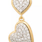 Two-Tone Cubic Zirconia Pavé Double Heart Drop Earrings