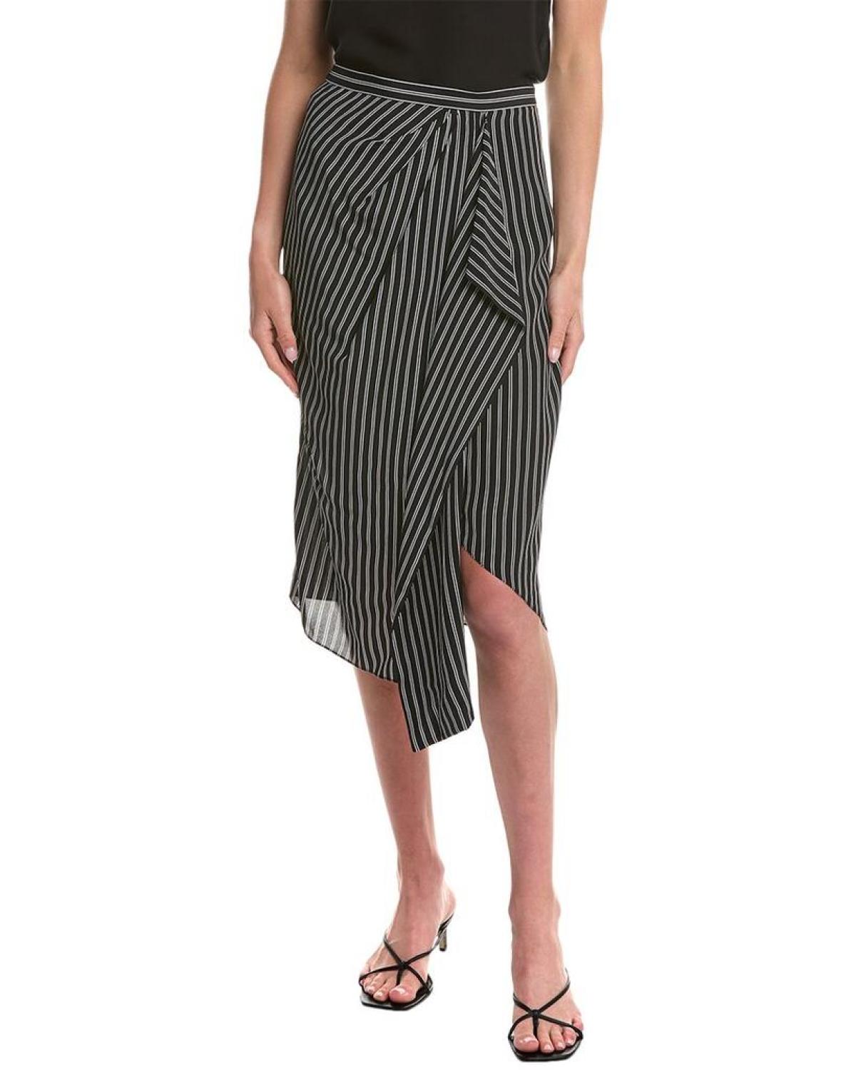 Michael Kors Collection Stripe Draped Silk Skirt