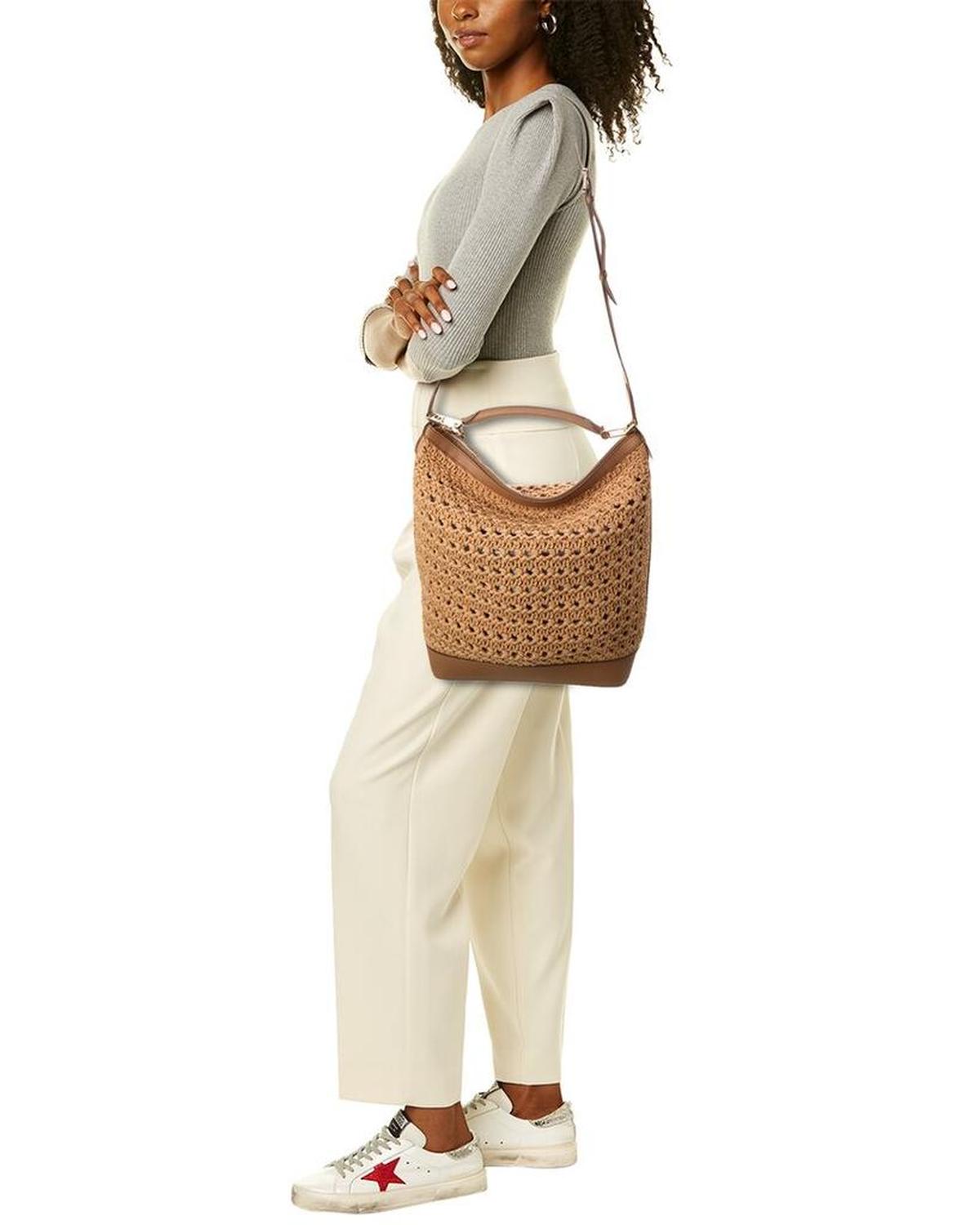 Max Mara Jean Woven & Leather Shoulder Bag