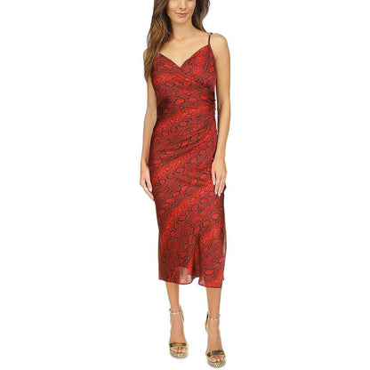 Womens Snake Print Midi Slip Dress