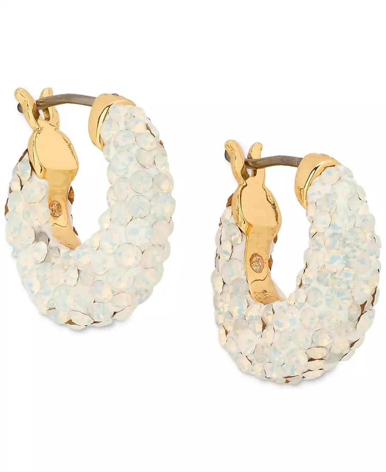 Pop of Joy Pavé Shiny Puffy Huggie Hoop Earrings, 0.62"