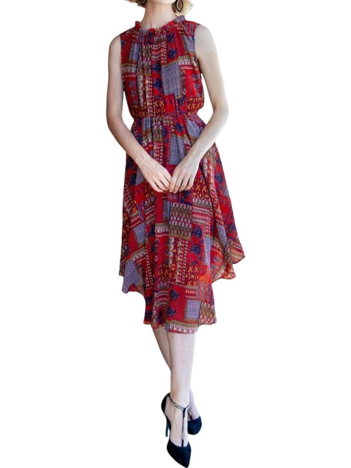 Shentel Dress In Patchwork Pleated