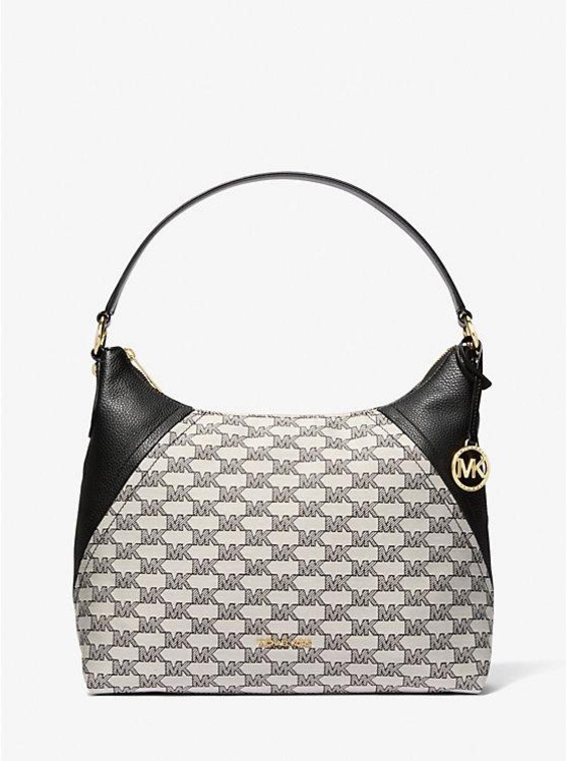 Aria Large Signature Logo Jacquard Shoulder Bag