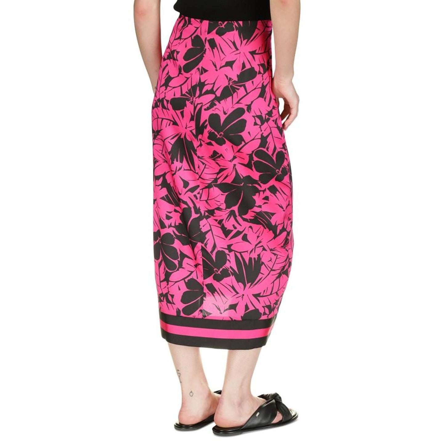 Women's Lush Palm-Print Faux-Wrap Midi Skirt