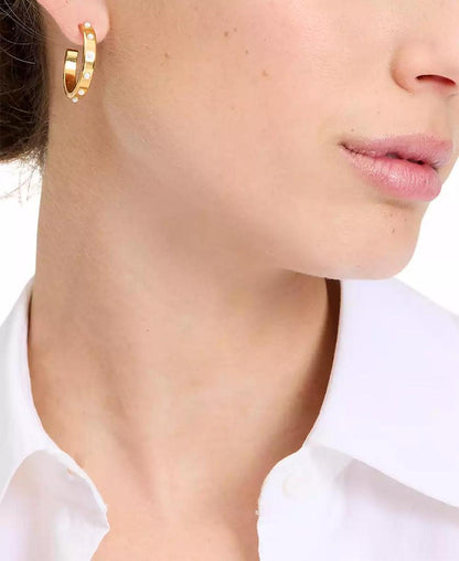 Set In Stone Gold-Tone Hoop Earrings