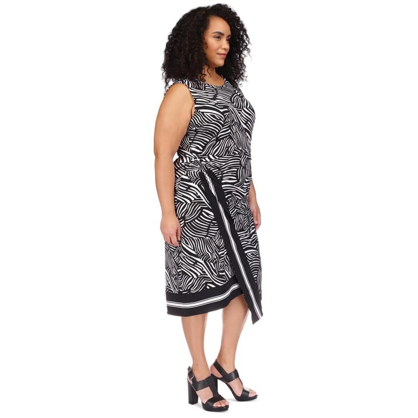 Plus Size Zebra-Print Faux Wrap Midi dress