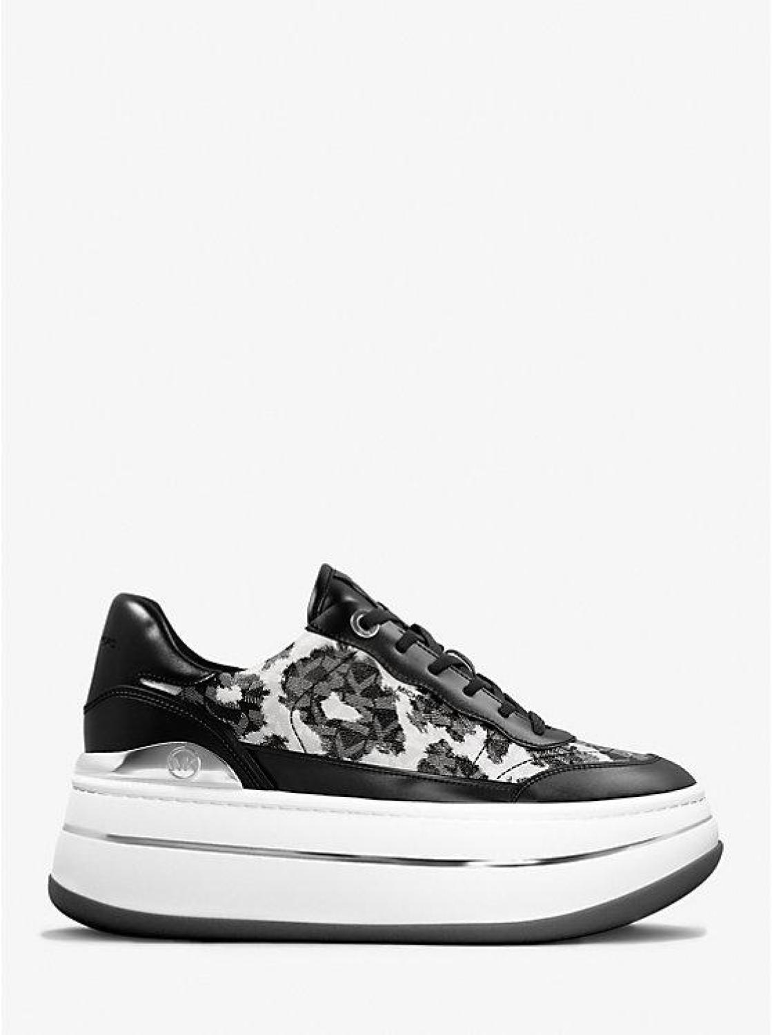 Hayes Leopard Logo and Leather Platform Sneaker