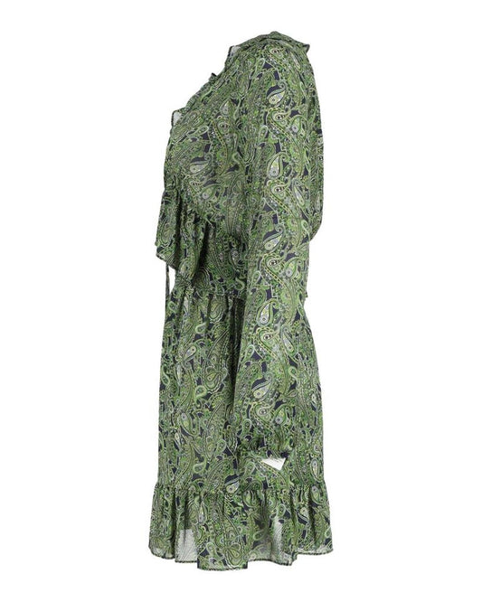 Michael Michael Kors Paisley Ruffled Dress in Green Cotton