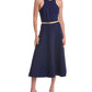 Michael Kors Collection Boucle Fit & Flare Leather-Trim Wool-Blend Maxi Dress