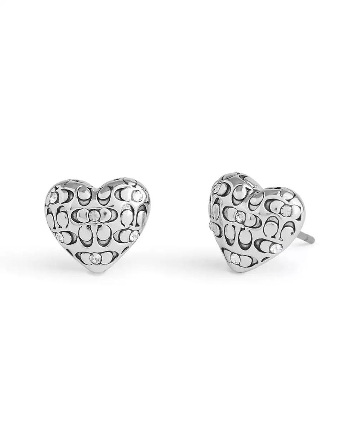 Faux Stone Signature Quilted Heart Stud Earrings