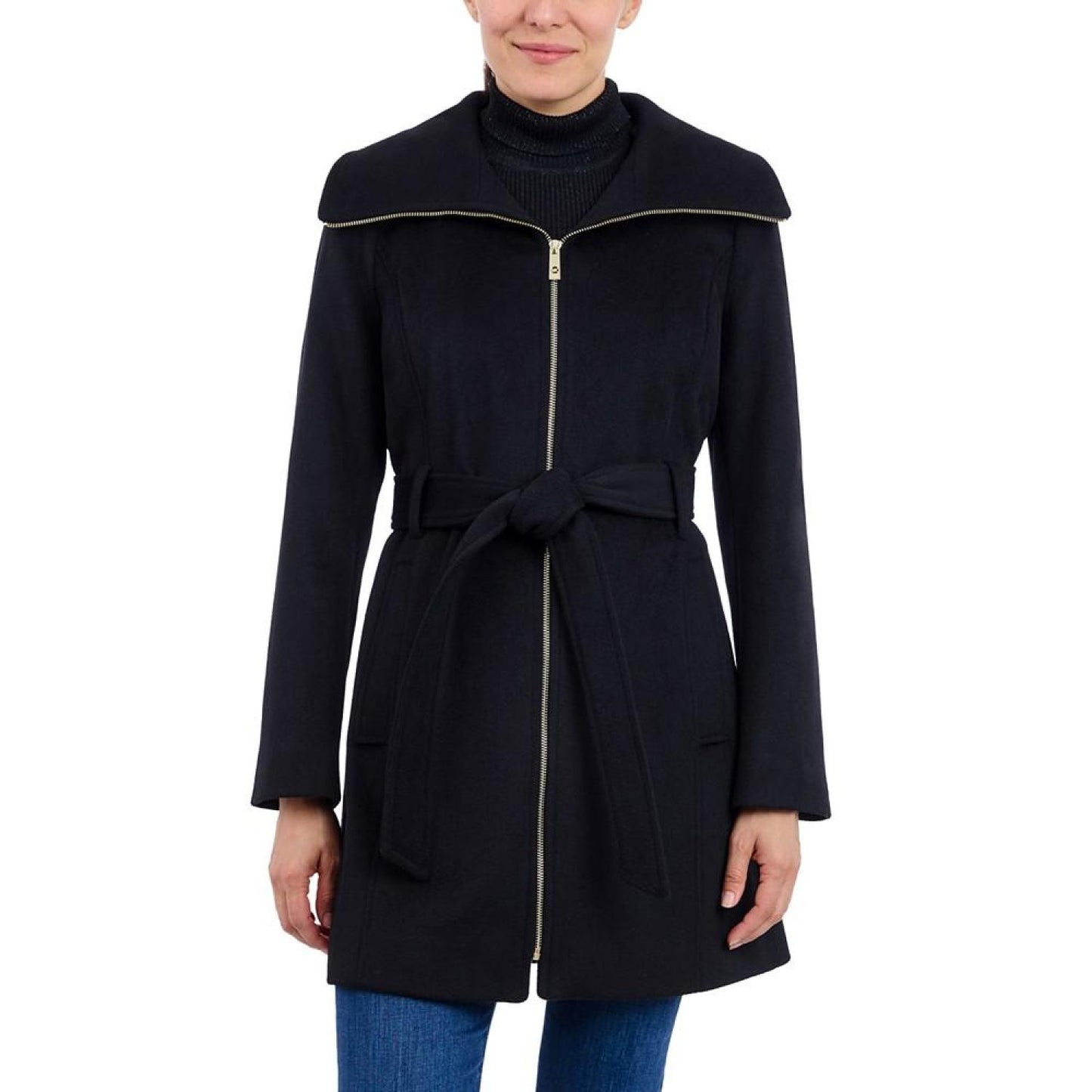 Petite Belted Zip-Front Coat, Created for Macy's