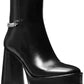 Women's Carlisle Chain-Detail Black High Heel Platform Booties