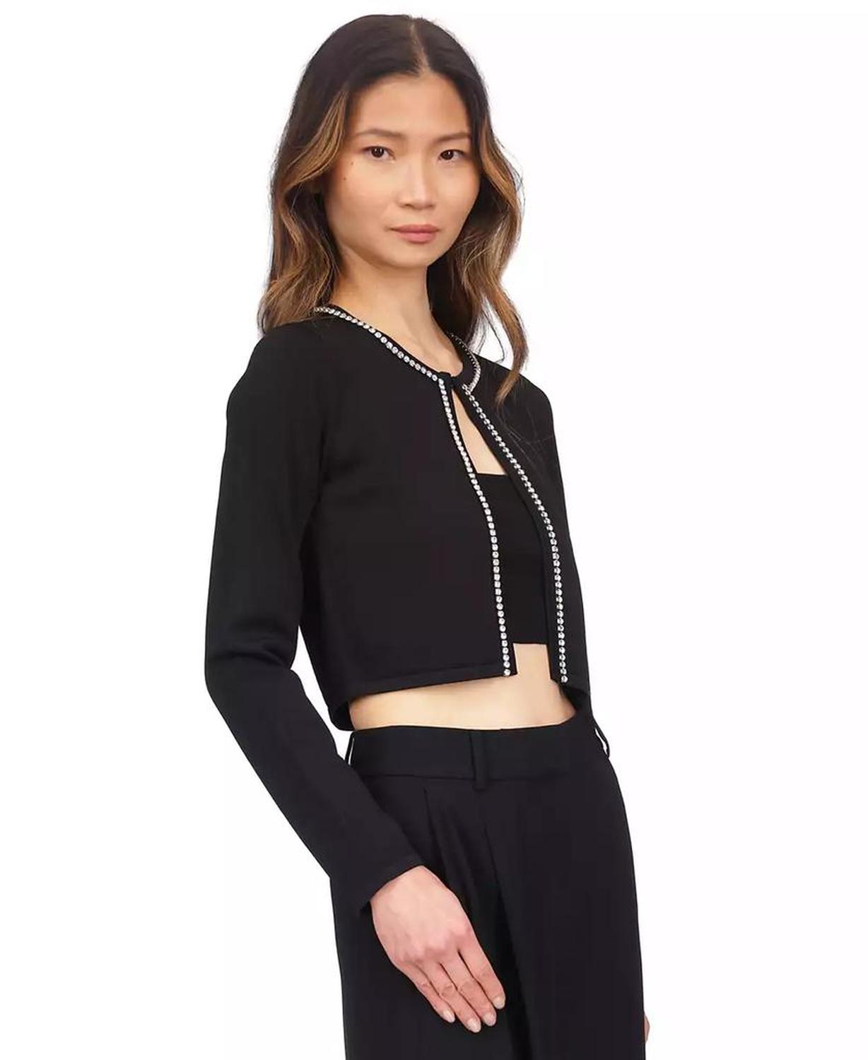 MICHAEL Women's Gem-Trim Cropped Cardigan