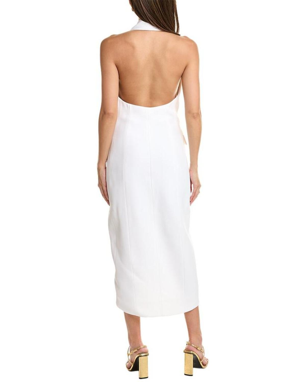 Michael Kors Collection Sable Halter Tuxedo Midi Dress