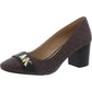 Womens Leather Block Heel Pumps