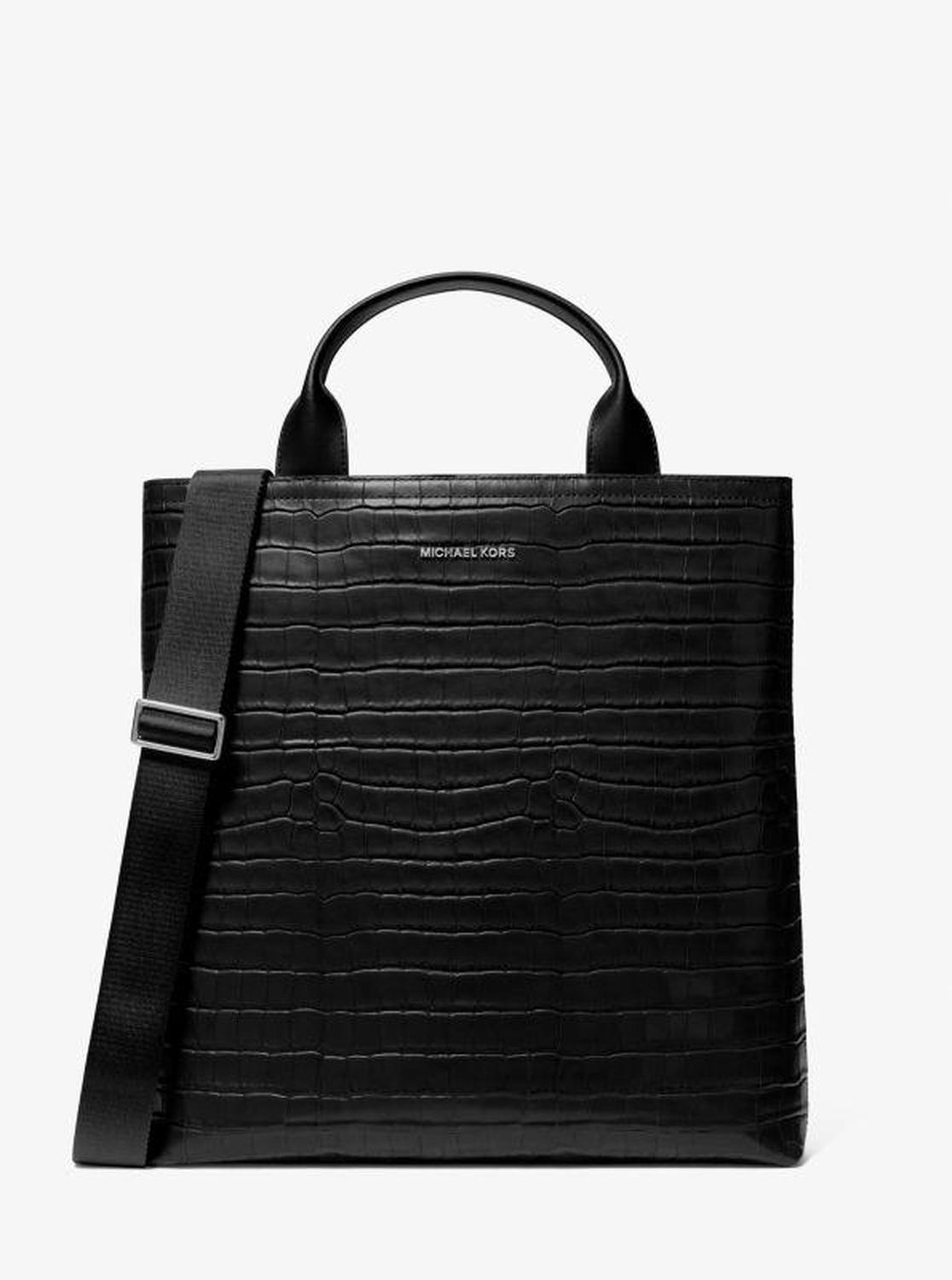 Hudson Crocodile Embossed Leather Tote Bag