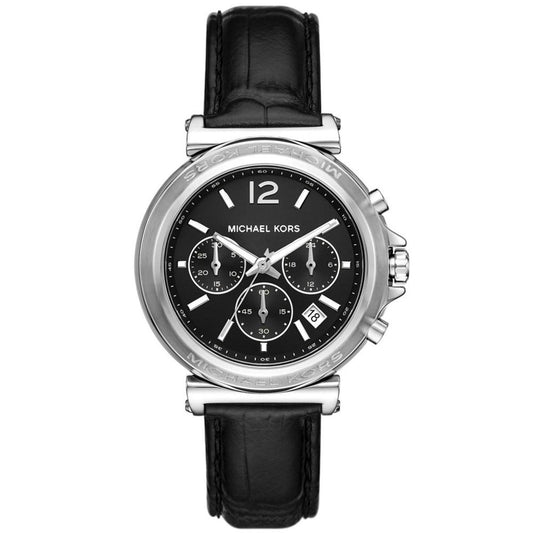 Women's Maren Chronograph Black Leather Watch 40mm