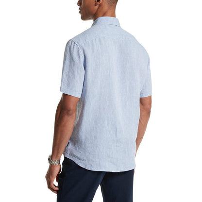 Men's Slim-Fit Linen Short-Sleeve Shirt