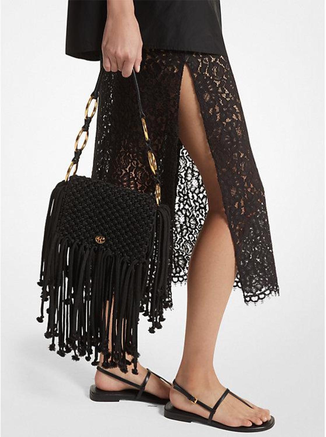 Marissa Medium Hand-Woven Macramé Shoulder Bag