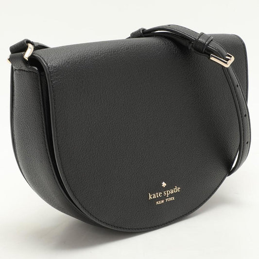 Black Leather Luna Crescent Crossbody Bag