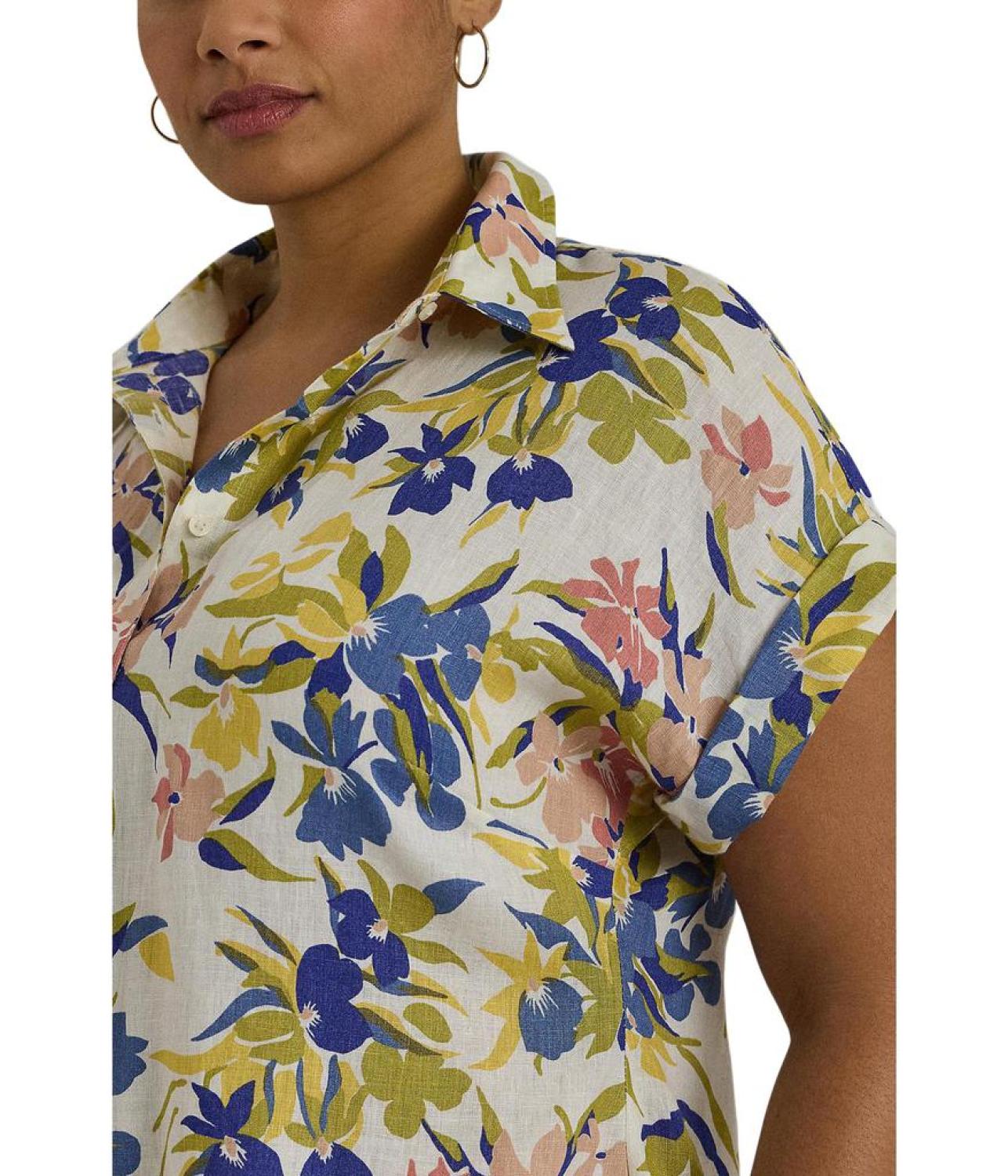 Plus-Size Relaxed Fit Floral Short-Sleeve Shirt