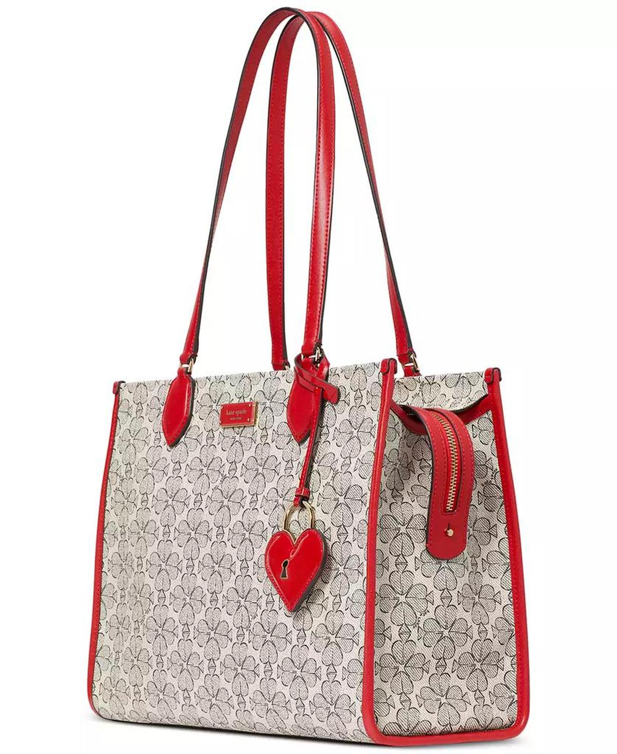 Valentine's Day Spade Flower Coasted Canvas Large Market Tote