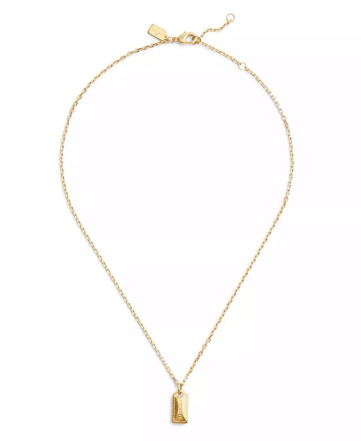 Gold-Tone Signature Stitched Hangtag Pendant Necklace