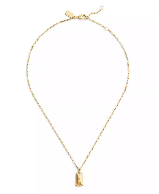 Gold-Tone Signature Stitched Hangtag Pendant Necklace