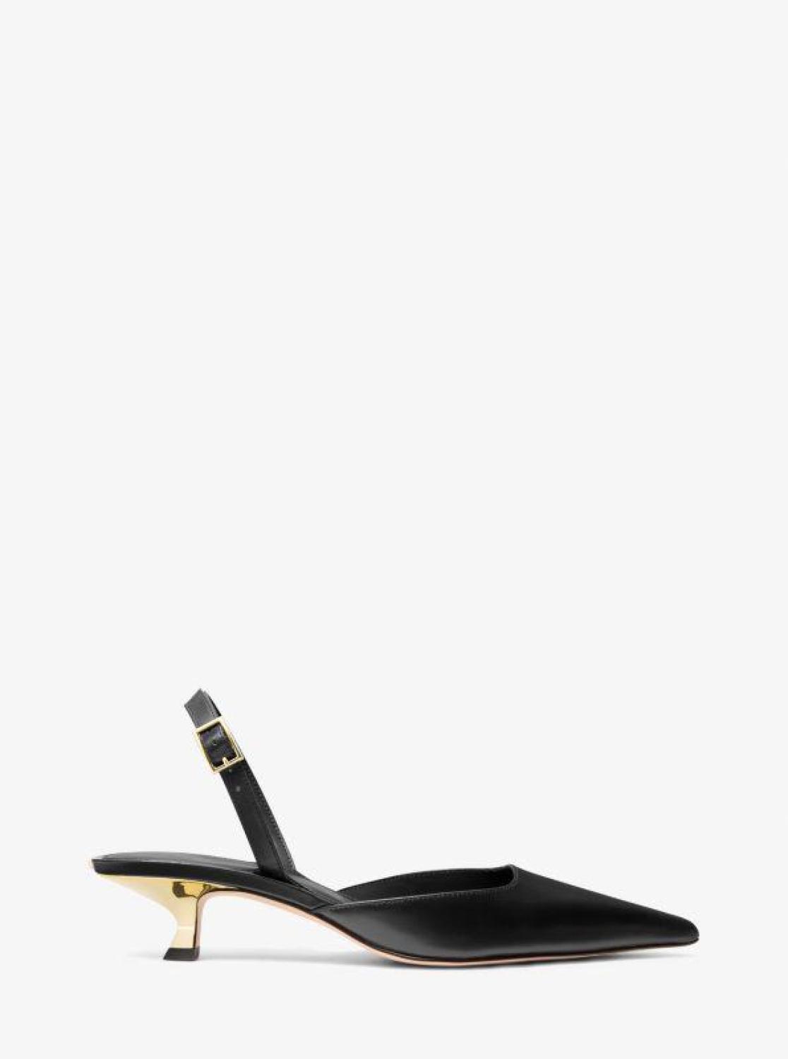 Luna Leather Slingback Kitten Pump