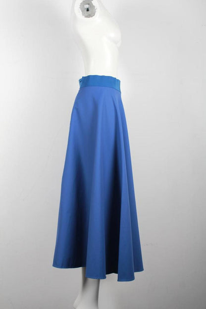 Sportmax Midi Circle Skirt in Blue Cotton